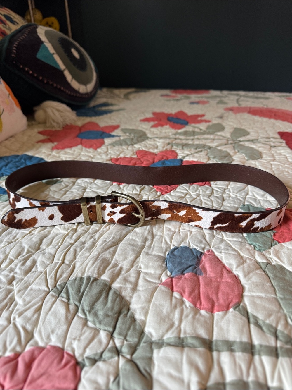 GAP calf hair leather belt cow animal print Medium M